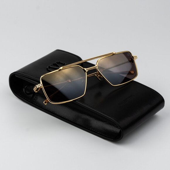 Valentino Women Sunglasses Gold Brown Gradient Mirror Pilot V-SEI VLS 111B 58 - Picture 13 of 14